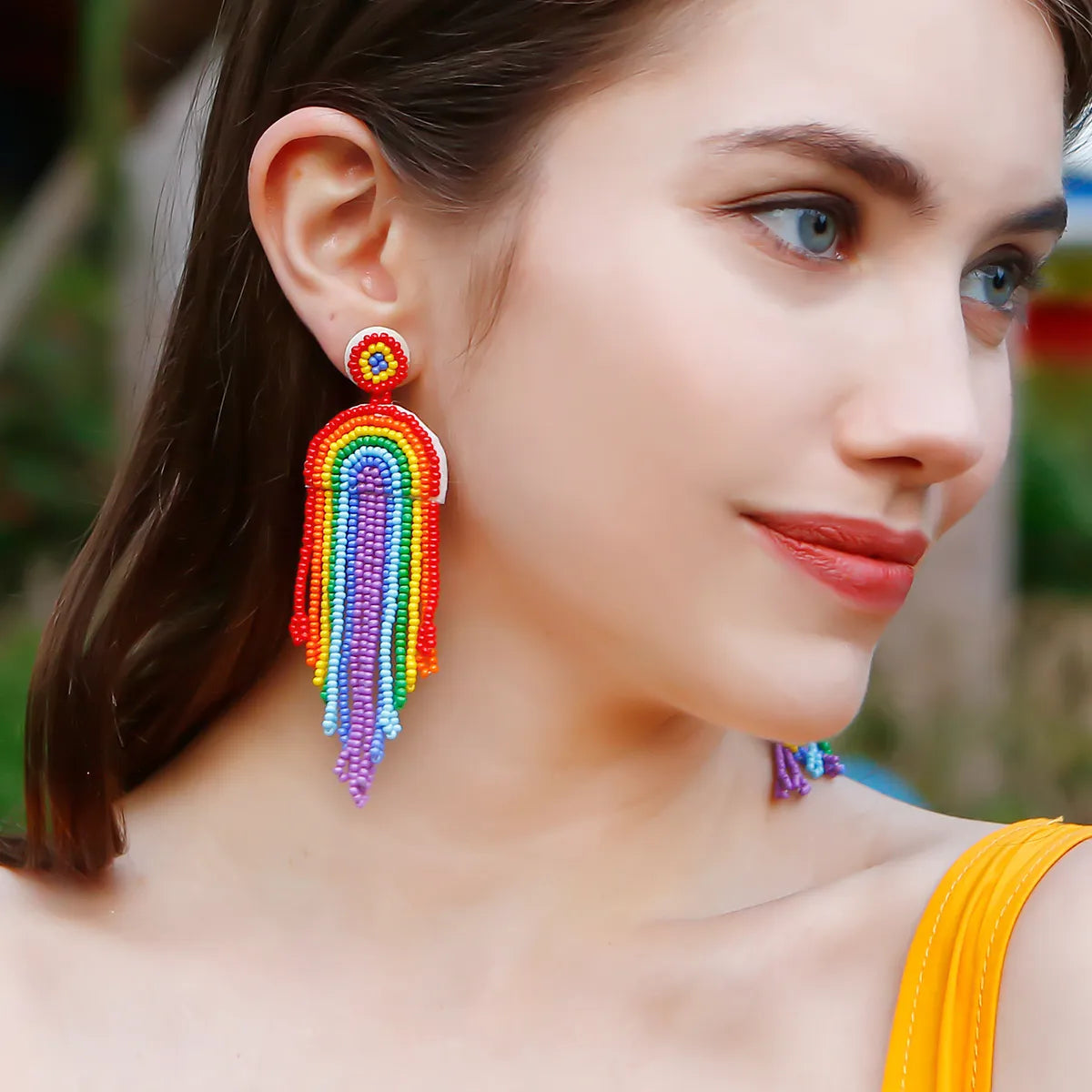 1 Pair Ethnic Style Tassel Mostacilla Drop Earrings