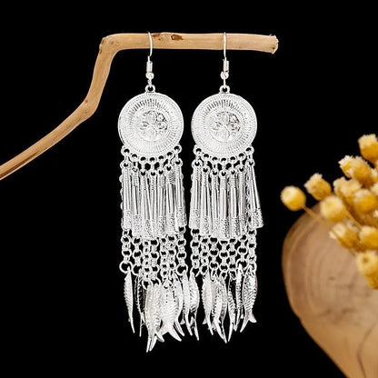 1 Pair Ethnic Style Tassel Plating Alloy Drop Earrings