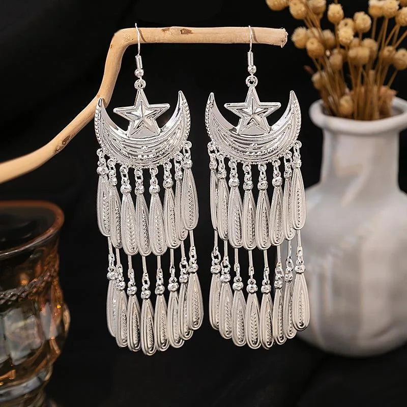 1 Pair Ethnic Style Tassel Plating Alloy Drop Earrings