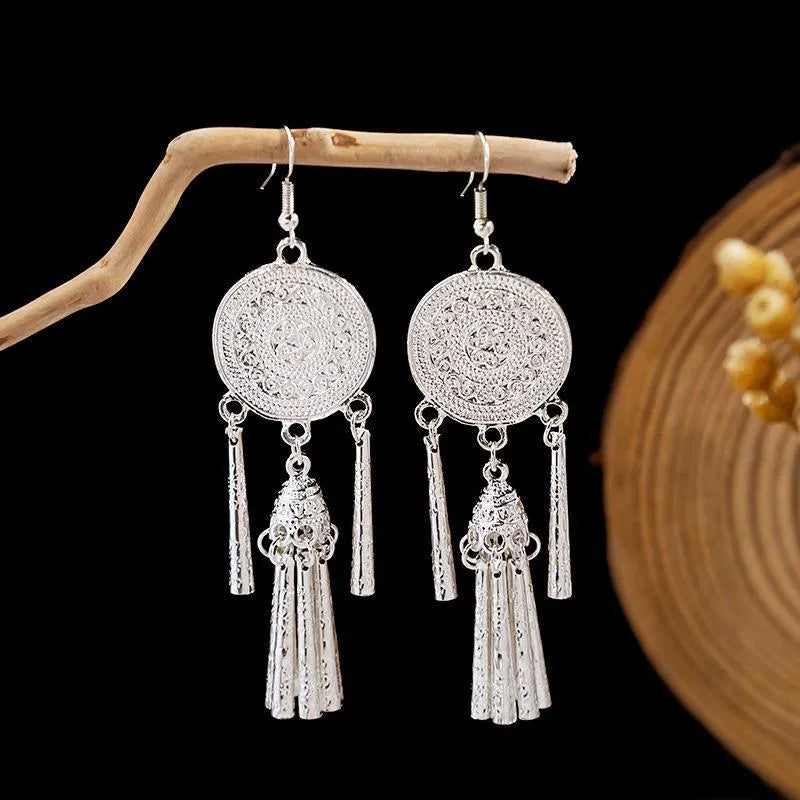 1 Pair Ethnic Style Tassel Plating Alloy Drop Earrings