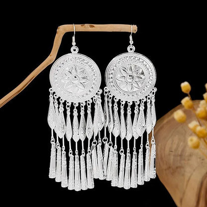 1 Pair Ethnic Style Tassel Plating Alloy Drop Earrings