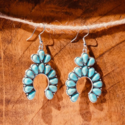 1 Pair Ethnic Style Water Droplets Alloy Plating Inlay Turquoise Women's Drop Earrings