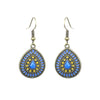 1 Pair Ethnic Style Water Droplets Flower Alloy Enamel Plating Inlay Artificial Gemstones Women'S Drop Earrings