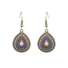 1 Pair Ethnic Style Water Droplets Flower Alloy Enamel Plating Inlay Artificial Gemstones Women'S Drop Earrings