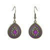 1 Pair Ethnic Style Water Droplets Flower Alloy Enamel Plating Inlay Artificial Gemstones Women'S Drop Earrings