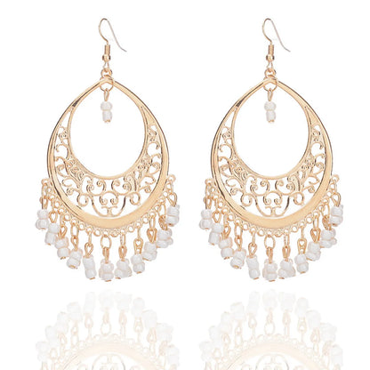 1 Pair Ethnic Style Water Droplets Tassel Alloy Drop Earrings