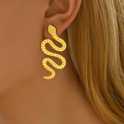 1 Pair Exaggerated Artistic Cool Style Snake Stainless Steel Ear Studs