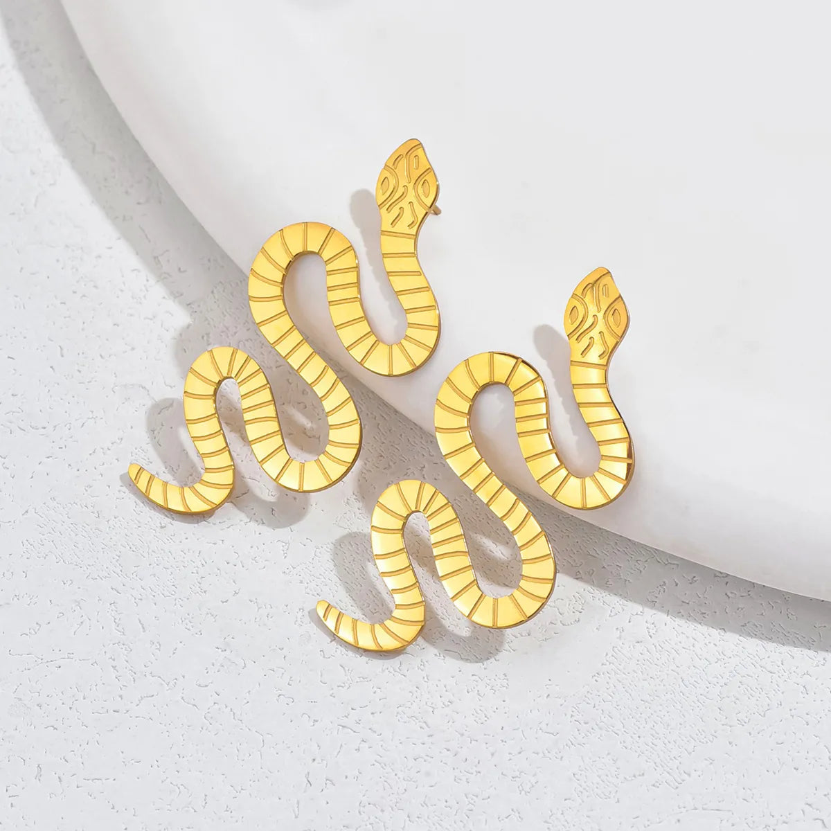 1 Pair Exaggerated Artistic Cool Style Snake Stainless Steel Ear Studs