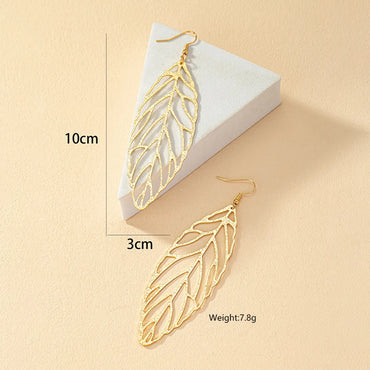 1 Pair Exaggerated Artistic Leaves Plating Hollow Out Alloy Ferroalloy 14k Gold Plated Drop Earrings