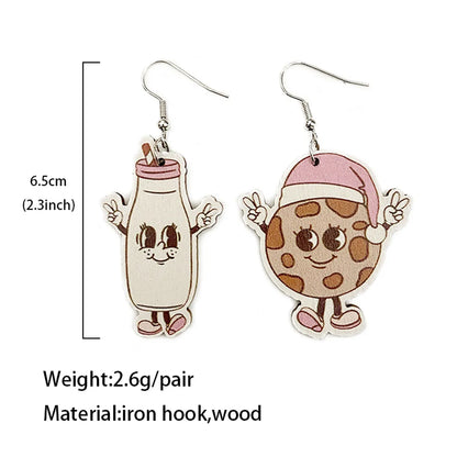 1 Pair Exaggerated Cartoon Character Printing Wood Earrings