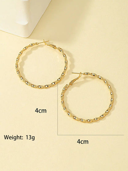 1 Pair Exaggerated Circle Plating Alloy Hoop Earrings