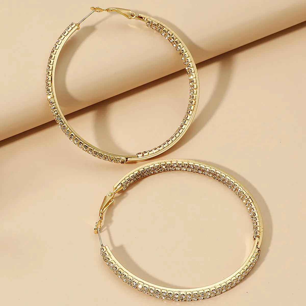 1 Pair Exaggerated Circle Copper Inlay Glass Hoop Earrings