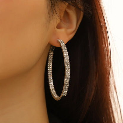 1 Pair Exaggerated Circle Copper Inlay Glass Hoop Earrings