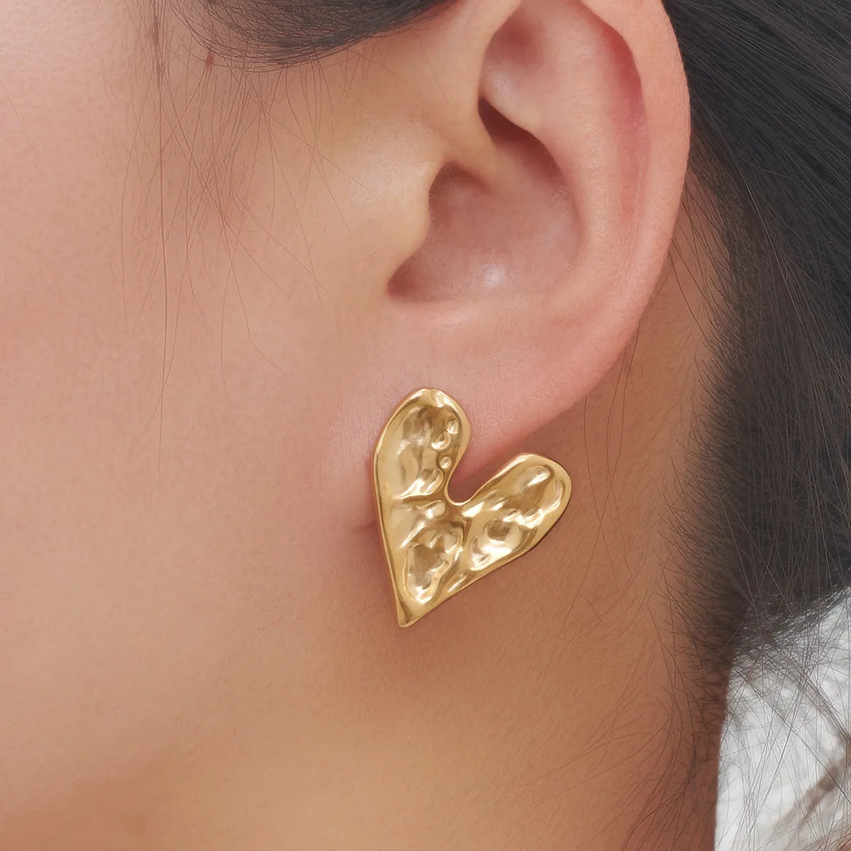 1 Pair Exaggerated Classic Style Irregular Circle Heart Shape Plating 304 Stainless Steel 18K Gold Plated Ear Studs