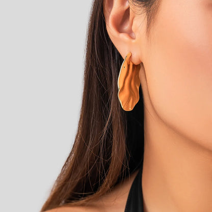 1 Pair Exaggerated Classic Style Irregular Pleated Alloy Ear Studs