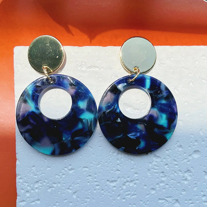 1 Pair Exaggerated Classic Style Round Color Block Arylic Alloy Acetic Acid Sheets Drop Earrings