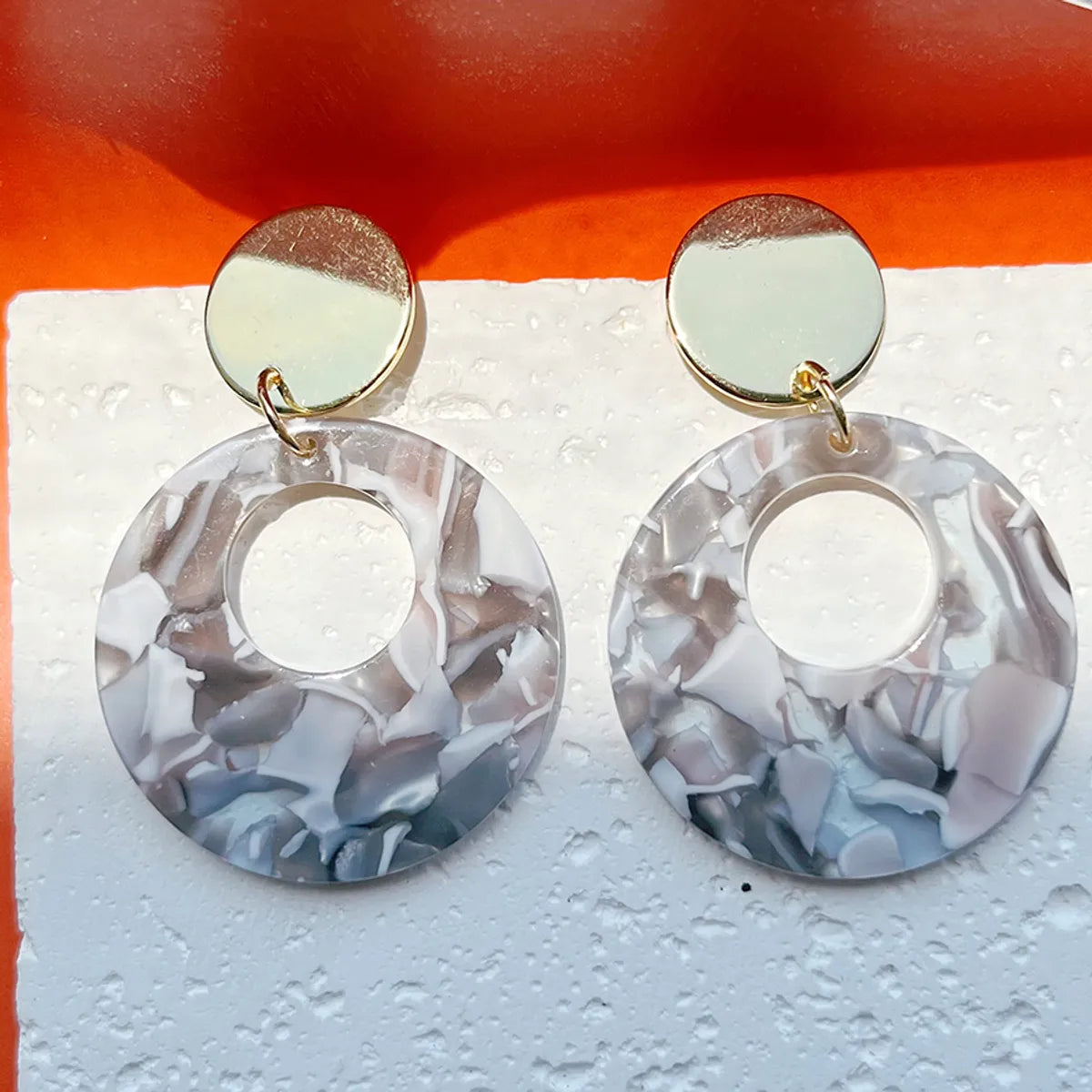 1 Pair Exaggerated Classic Style Round Color Block Arylic Alloy Acetic Acid Sheets Drop Earrings