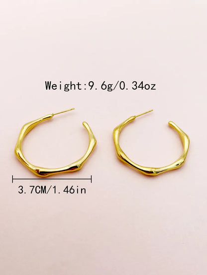 1 Pair Exaggerated Commute C Shape Lines Polishing Plating Stainless Steel Metal Gold Plated Ear Studs