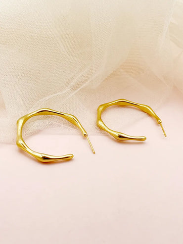 1 Pair Exaggerated Commute C Shape Lines Polishing Plating Stainless Steel Metal Gold Plated Ear Studs