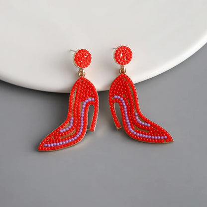 1 Pair Exaggerated Commute High Heel Inlay Alloy Resin Drop Earrings