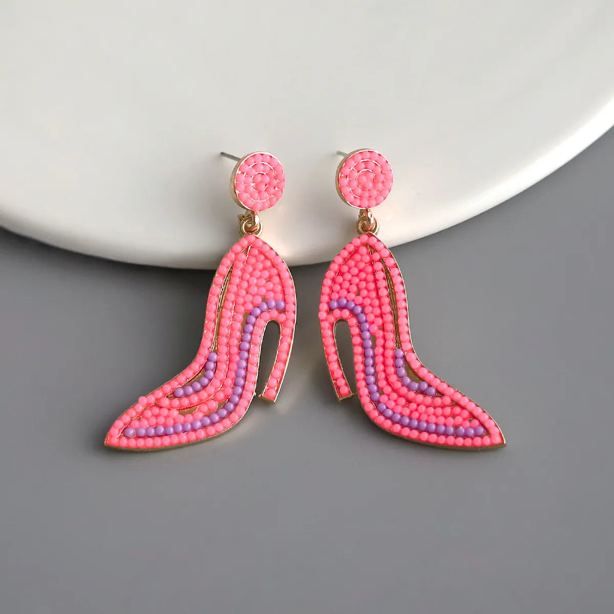 1 Pair Exaggerated Commute High Heel Inlay Alloy Resin Drop Earrings