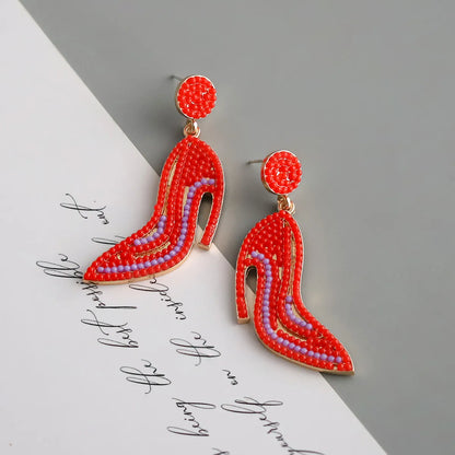 1 Pair Exaggerated Commute High Heel Inlay Alloy Resin Drop Earrings