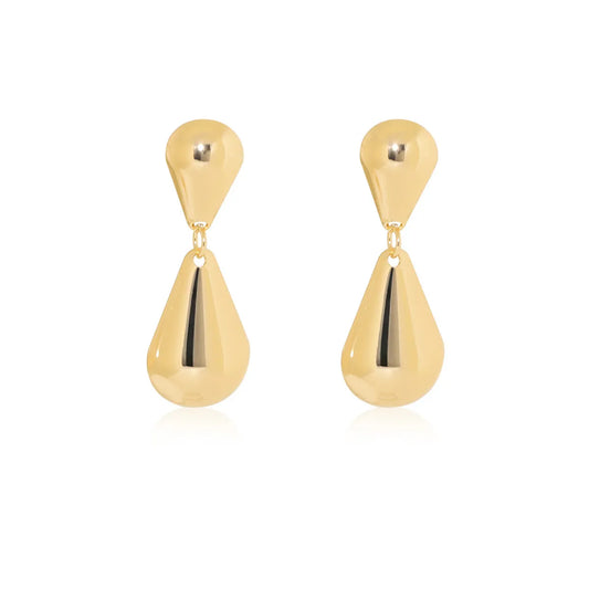 1 Pair Exaggerated Commute Shiny Water Droplets Iron Gold Plated Drop Earrings