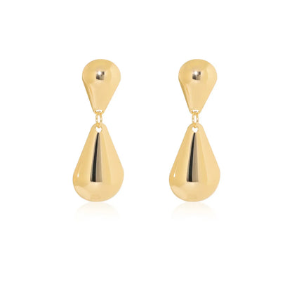 1 Pair Exaggerated Commute Shiny Water Droplets Iron Gold Plated Drop Earrings