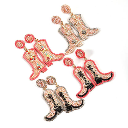 1 Pair Exaggerated Cowboy Style Boots Inlay Alloy Plastic Resin Drop Earrings