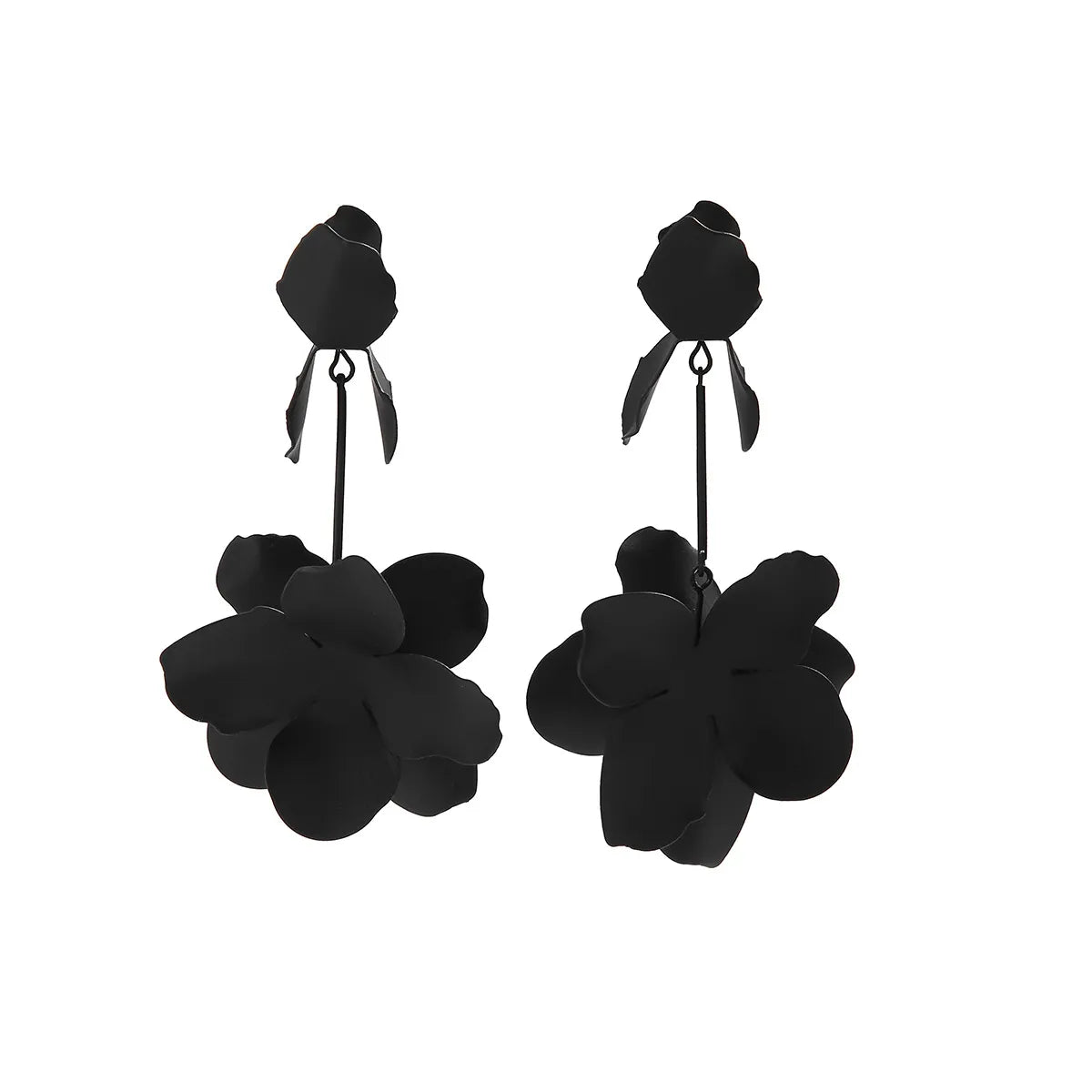 1 Pair Exaggerated Flower Spray Paint Plating Iron Drop Earrings