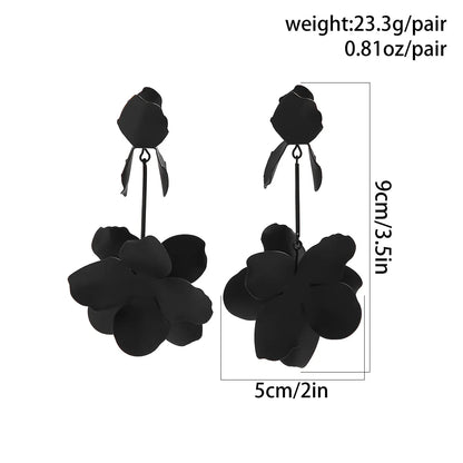 1 Pair Exaggerated Flower Spray Paint Plating Iron Drop Earrings