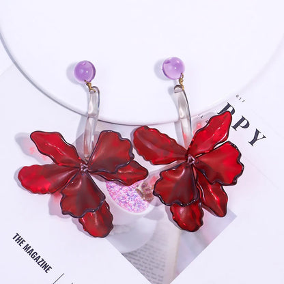 1 Pair Exaggerated Flower Transparent Plastic Drop Earrings