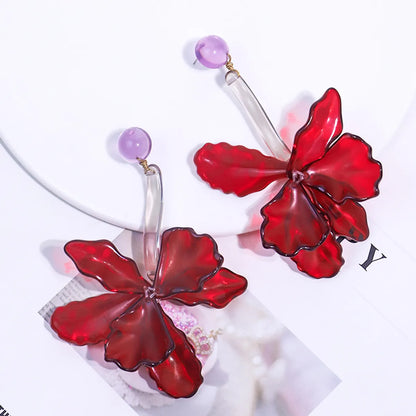 1 Pair Exaggerated Flower Transparent Plastic Drop Earrings