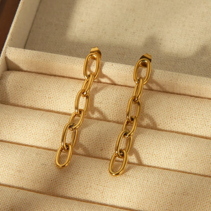 1 Pair Exaggerated Formal Solid Color Chain Plating 304 Stainless Steel 18K Gold Plated Drop Earrings