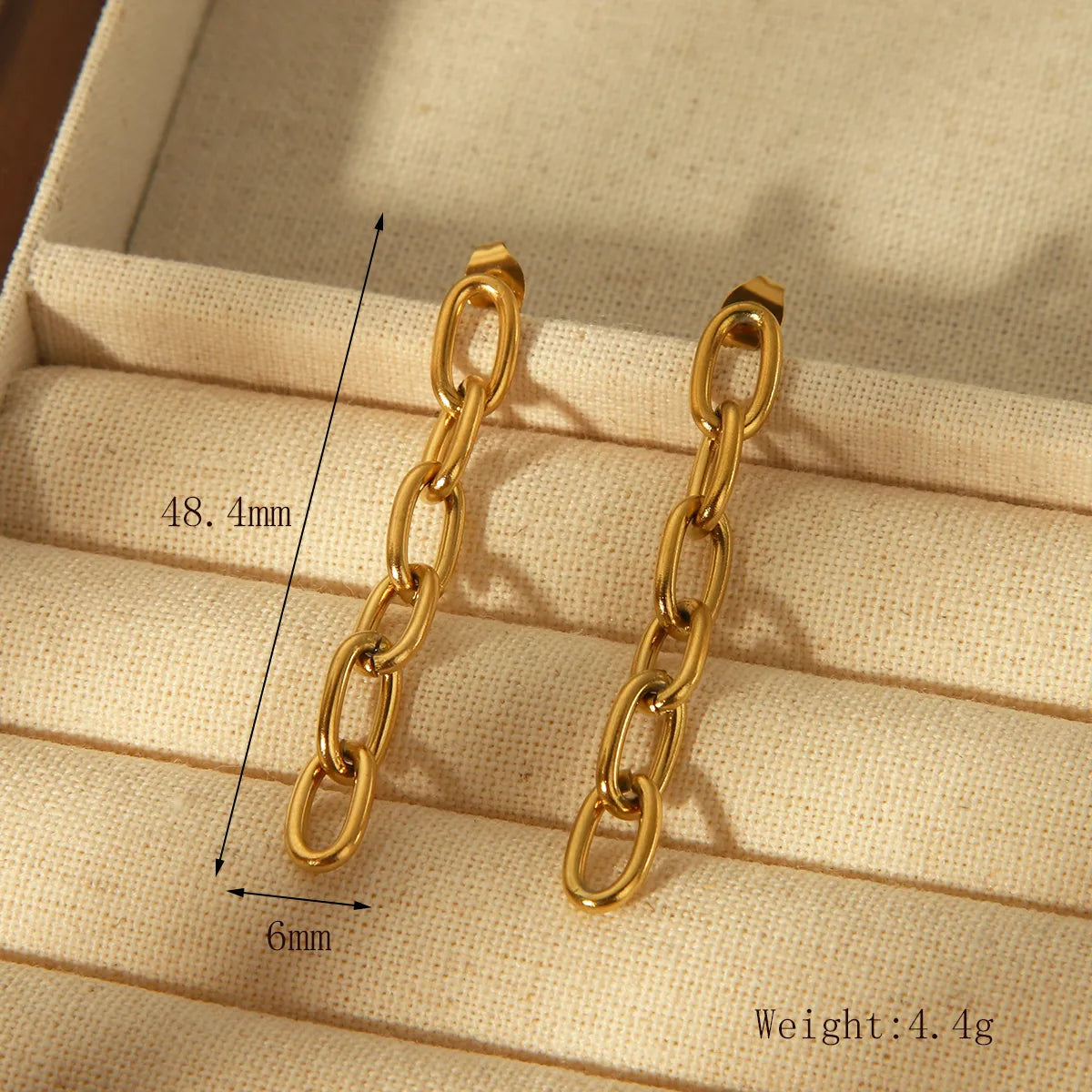 1 Pair Exaggerated Formal Solid Color Chain Plating 304 Stainless Steel 18K Gold Plated Drop Earrings