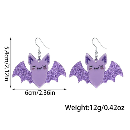 1 Pair Exaggerated Funny Bat Spray Paint Arylic Dangling Earrings