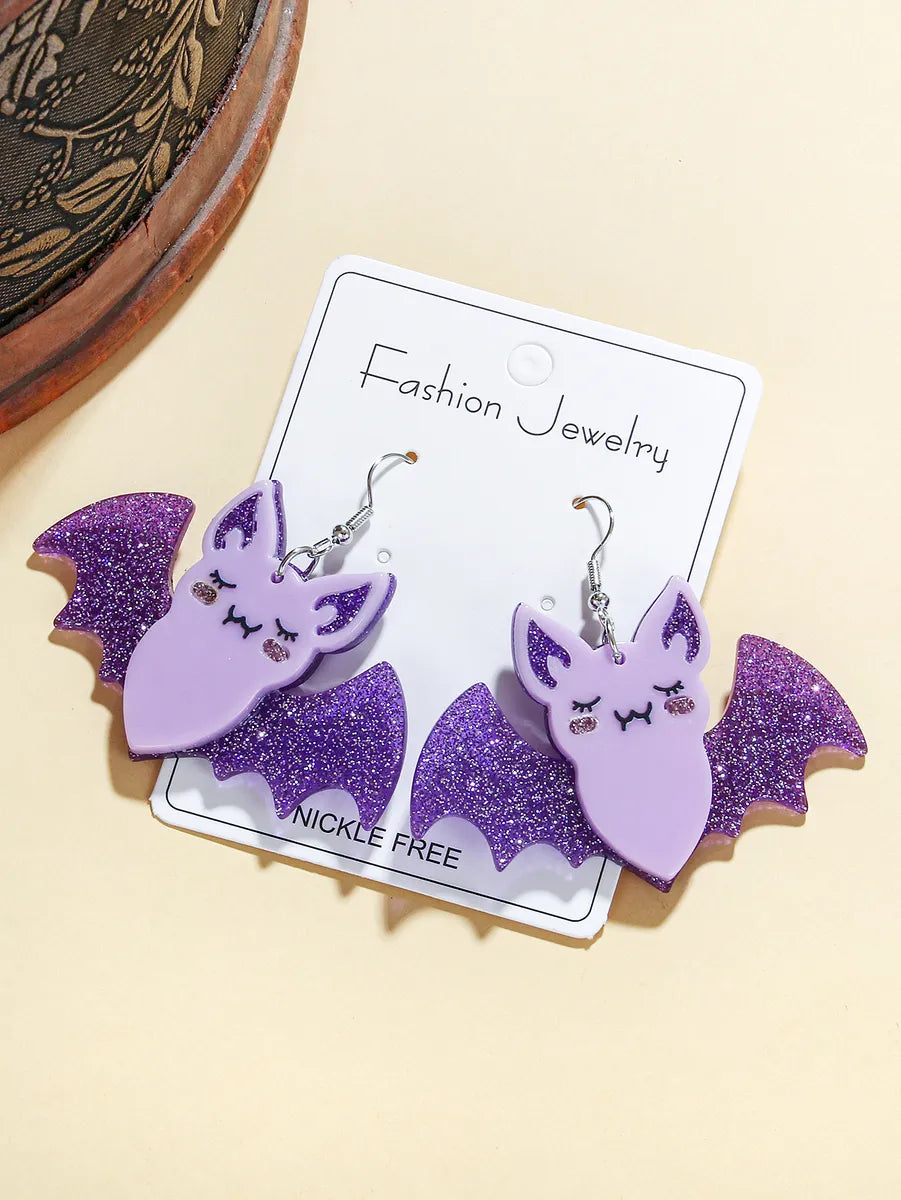 1 Pair Exaggerated Funny Bat Spray Paint Arylic Dangling Earrings