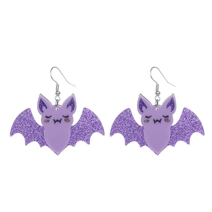 1 Pair Exaggerated Funny Bat Spray Paint Arylic Dangling Earrings