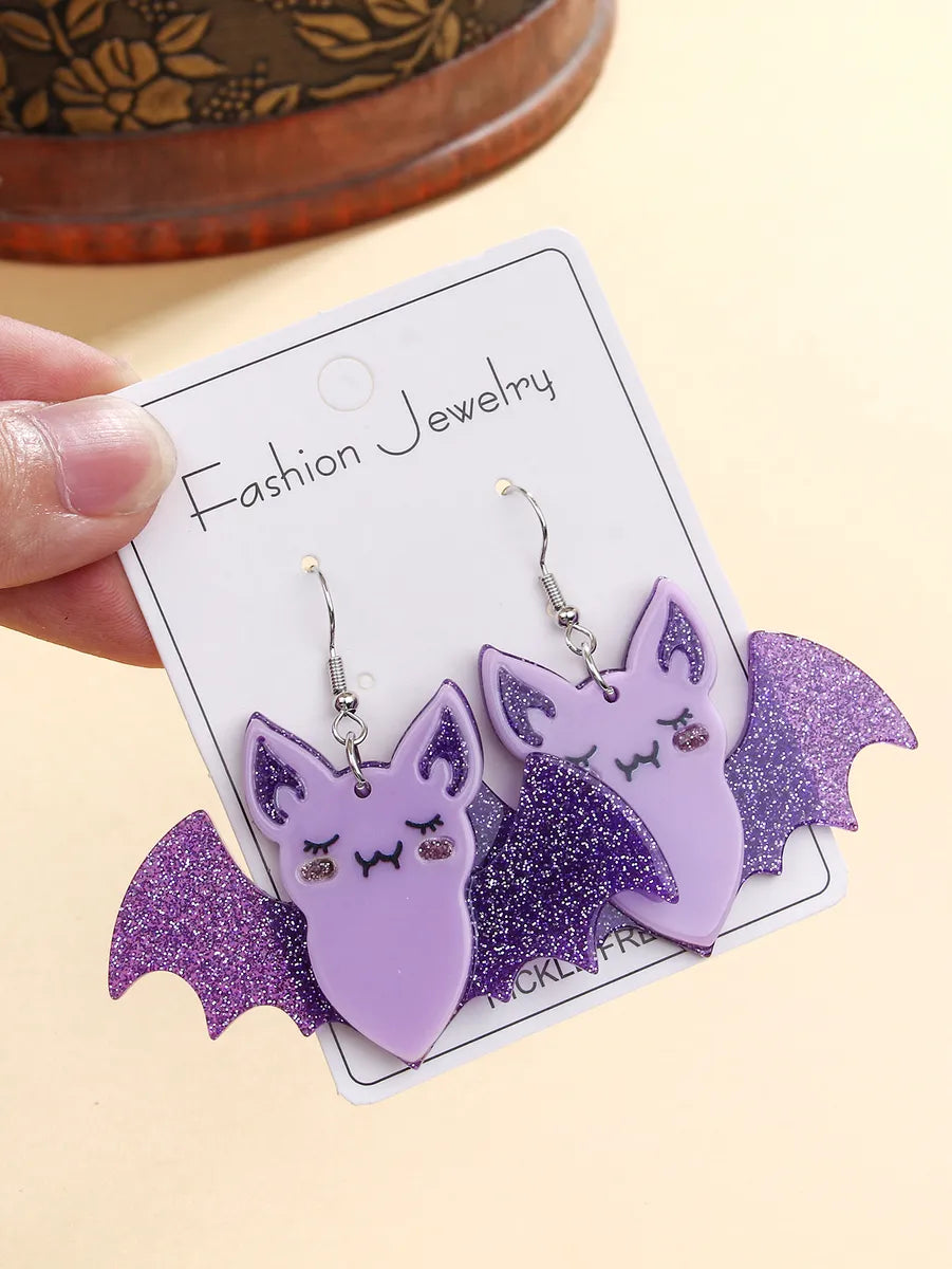 1 Pair Exaggerated Funny Bat Spray Paint Arylic Dangling Earrings