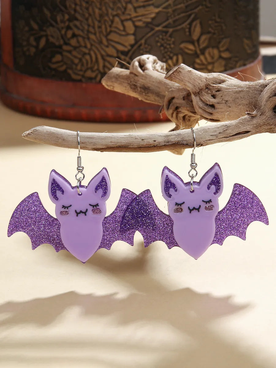 1 Pair Exaggerated Funny Bat Spray Paint Arylic Dangling Earrings