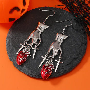 1 Pair Exaggerated Funny Heart Gesture Enamel Alloy Drop Earrings