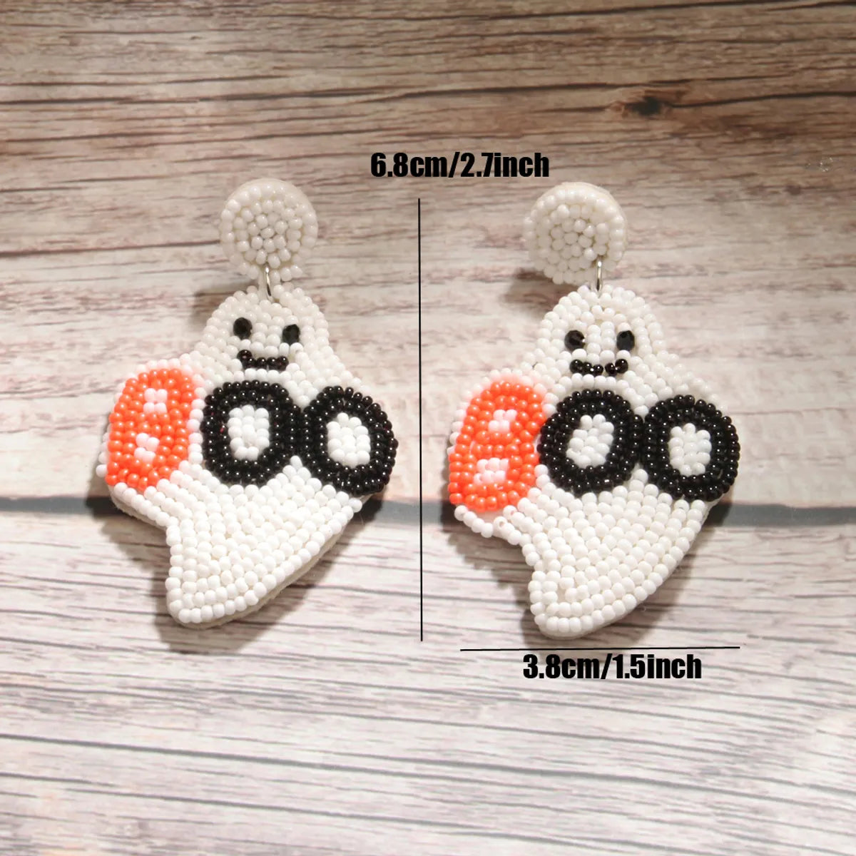 1 Pair Exaggerated Funny Letter Ghost Beaded Cloth Drop Earrings