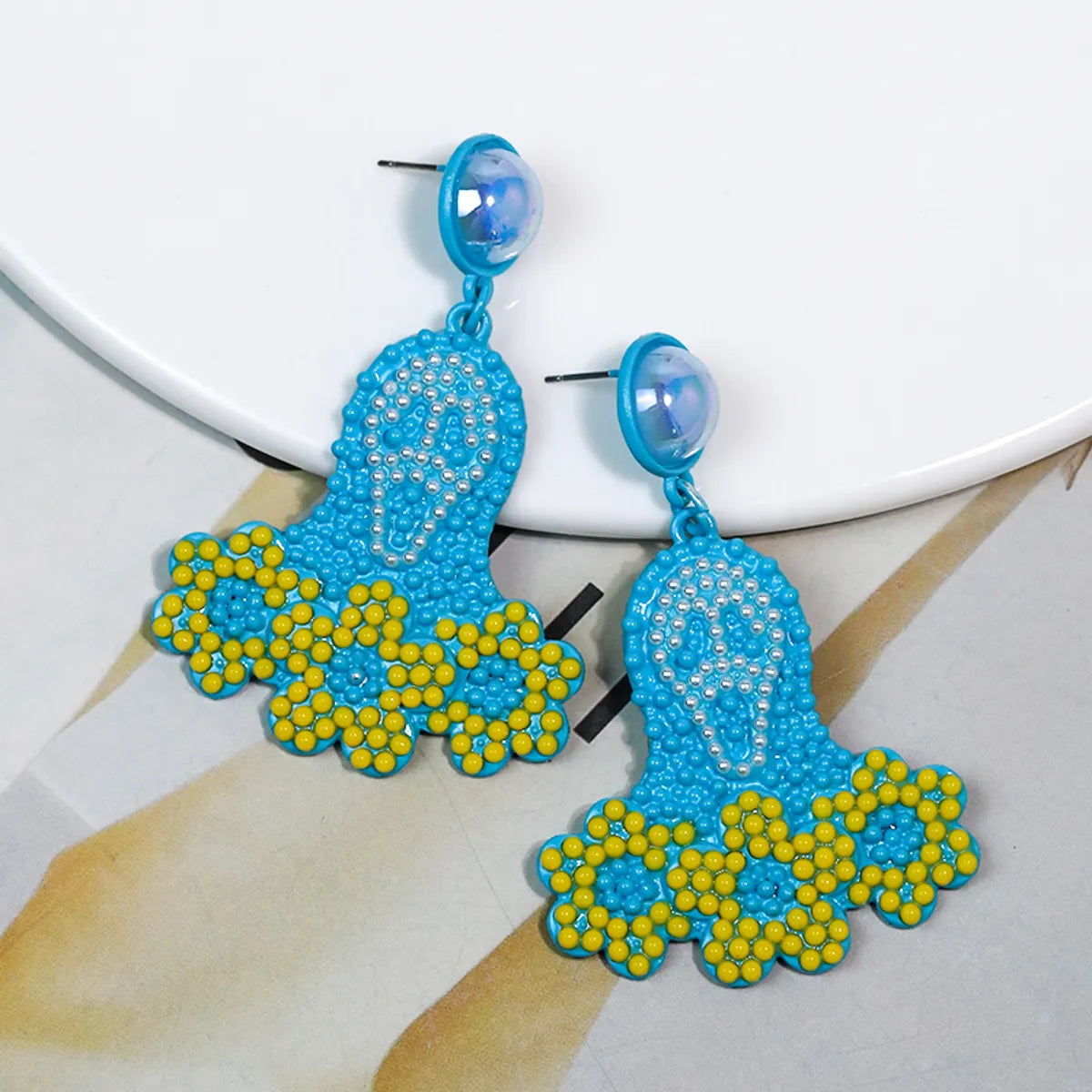 1 Pair Exaggerated Funny Novelty Grimace Inlay Alloy Beads Drop Earrings