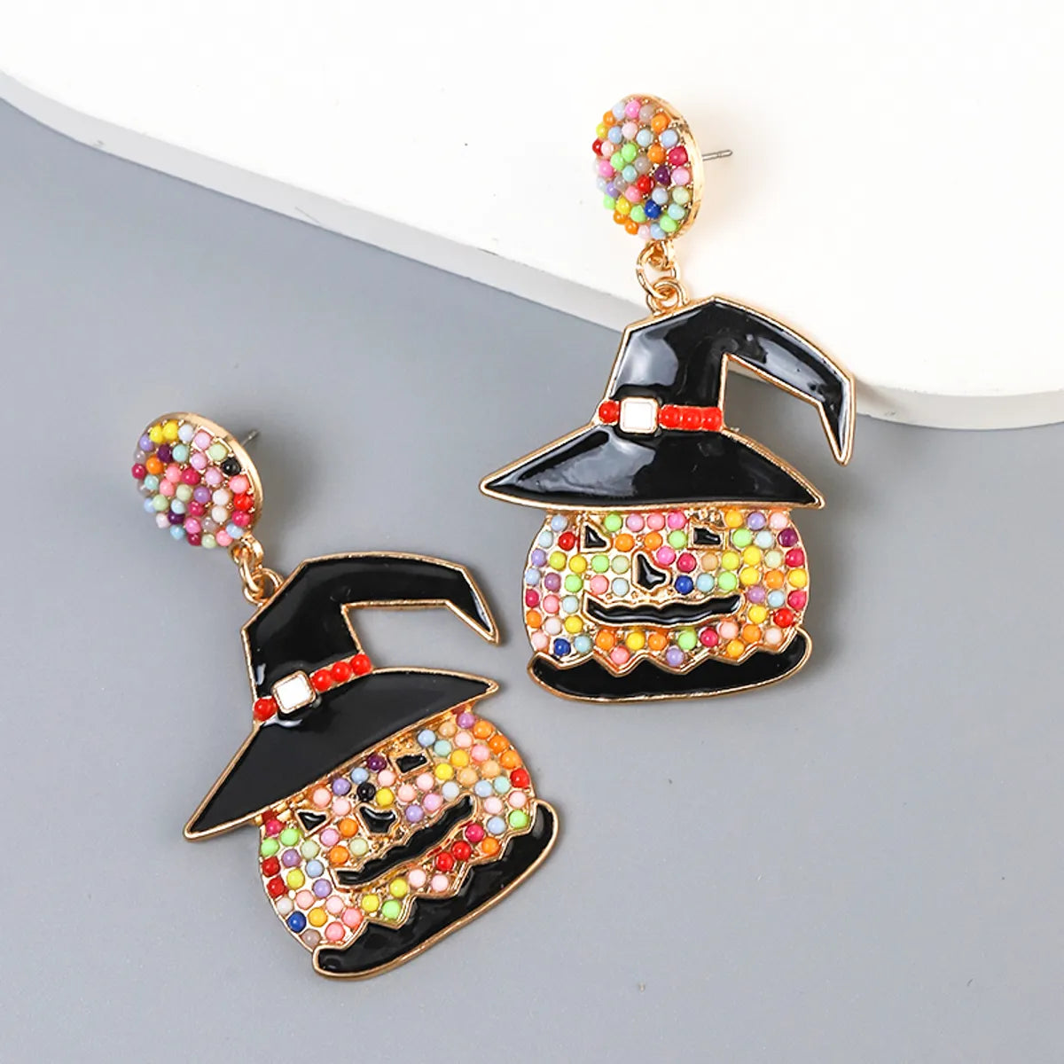 1 Pair Exaggerated Funny Pumpkin Inlay Alloy Beads Drop Earrings