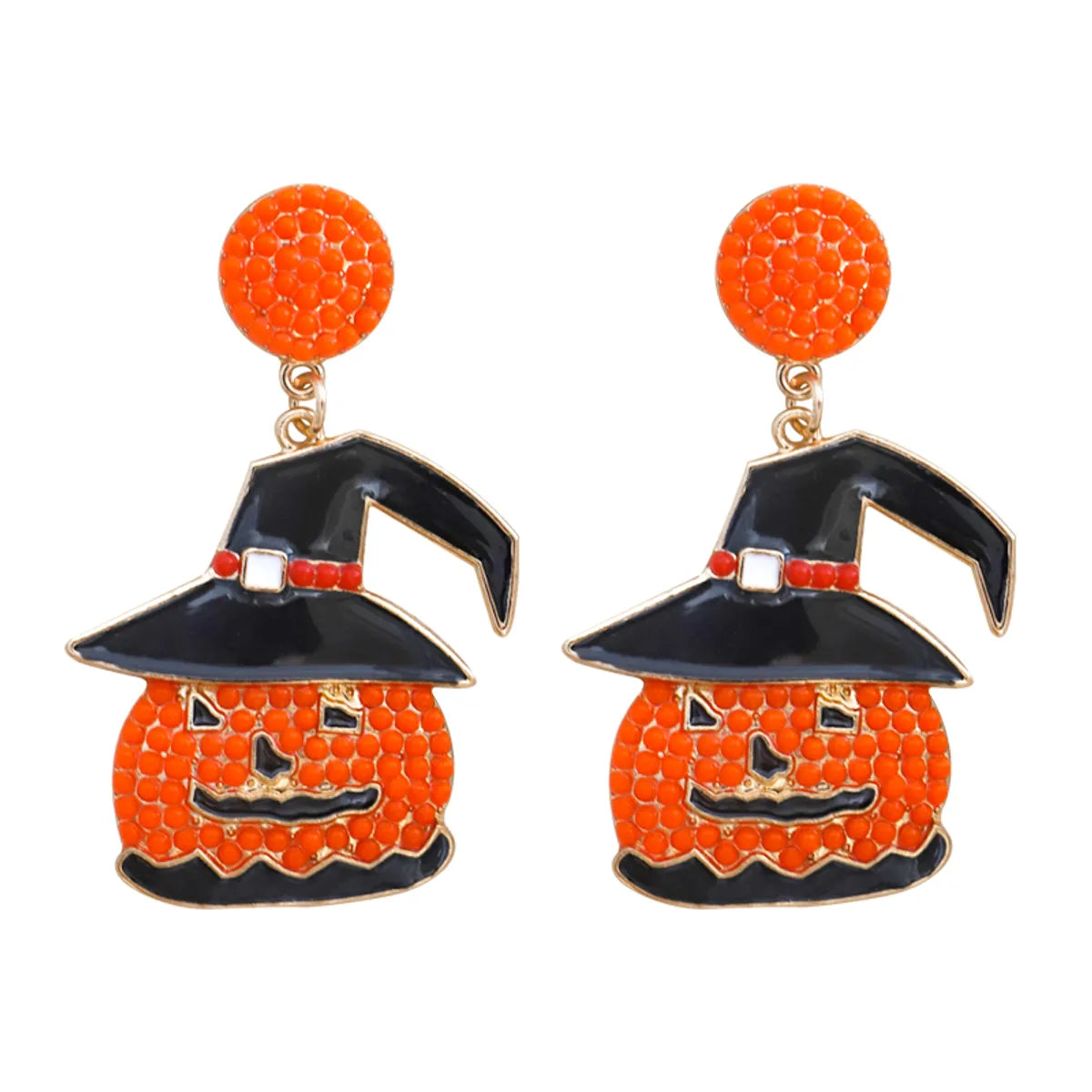 1 Pair Exaggerated Funny Pumpkin Inlay Alloy Beads Drop Earrings