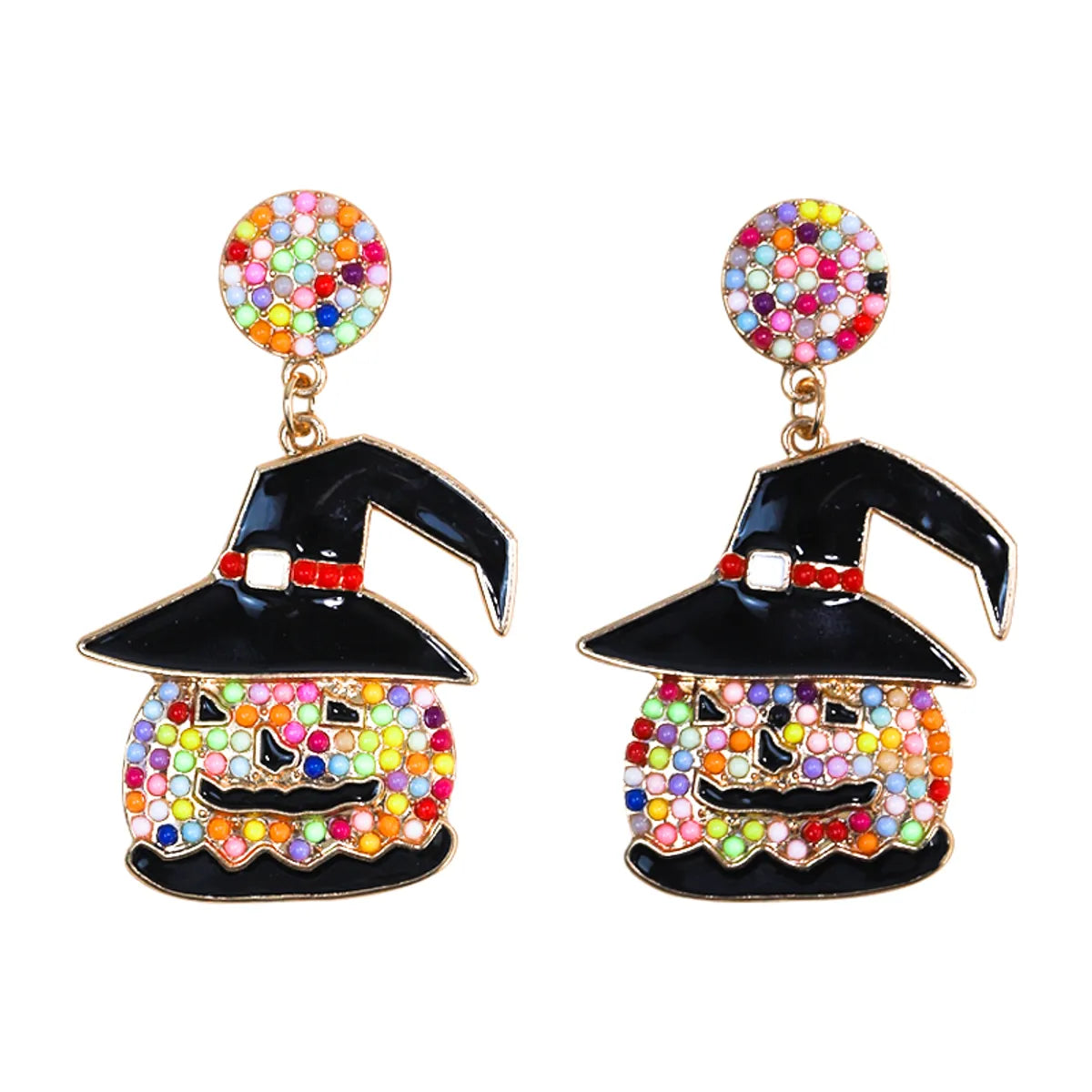 1 Pair Exaggerated Funny Pumpkin Inlay Alloy Beads Drop Earrings