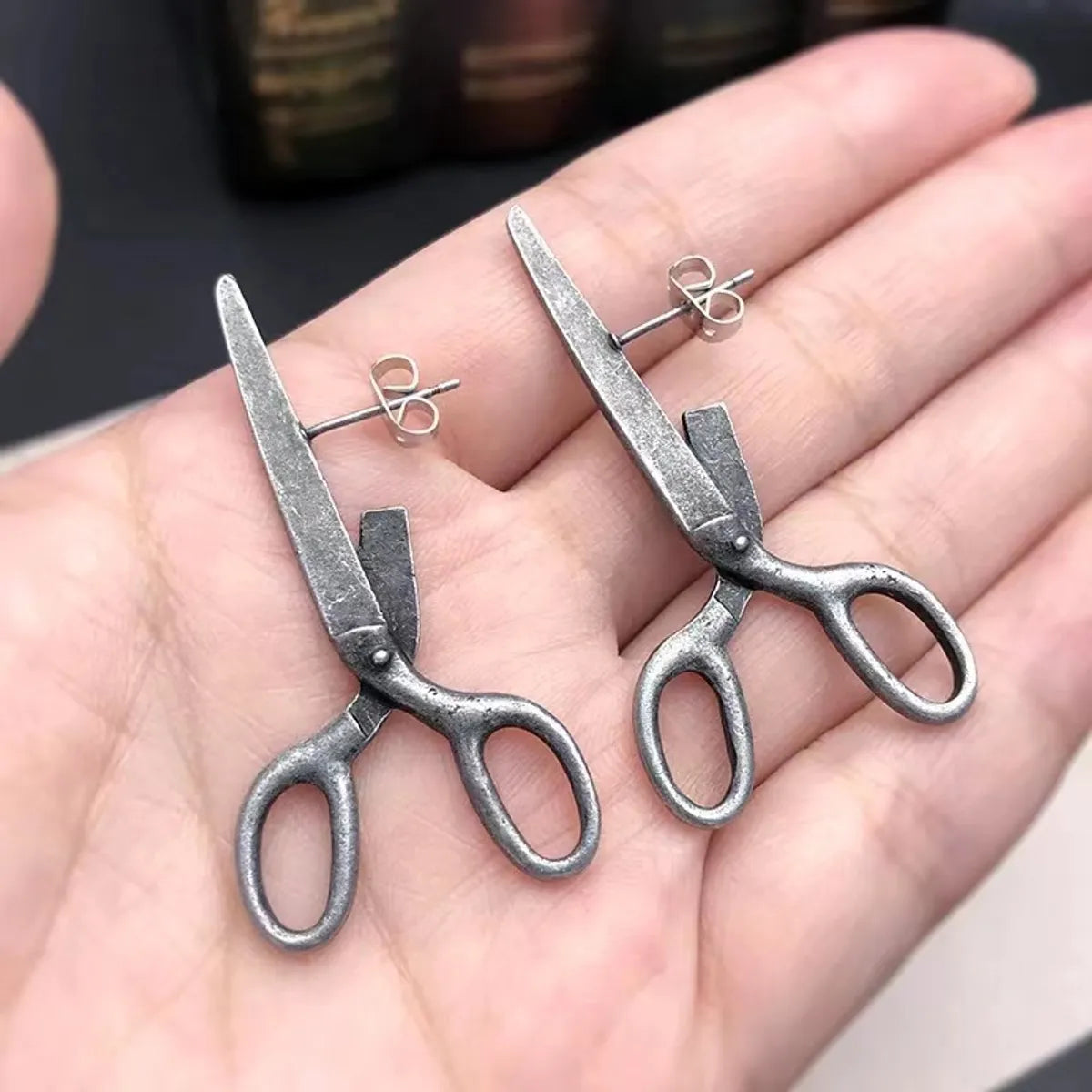 1 Pair Exaggerated Funny Scissors Plating Alloy Drop Earrings