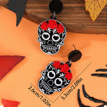 1 Pair Exaggerated Funny Skull Arylic Drop Earrings