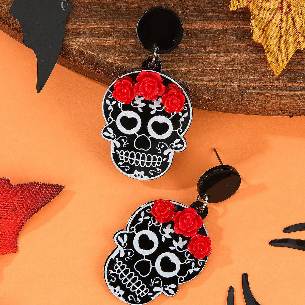 1 Pair Exaggerated Funny Skull Arylic Drop Earrings