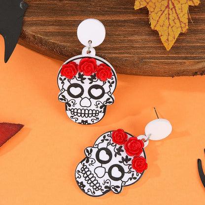 1 Pair Exaggerated Funny Skull Arylic Drop Earrings